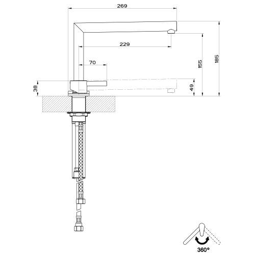 Gessi LOGIC 50107 2 Hole Kitchen Mixer Tap with 3 Positions