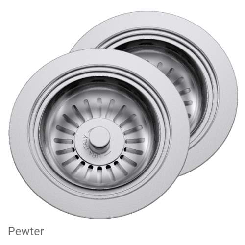 Perrin & Rowe 6475PF Waste & Overflow Kit for 2 Bowl Sinks in Pewter