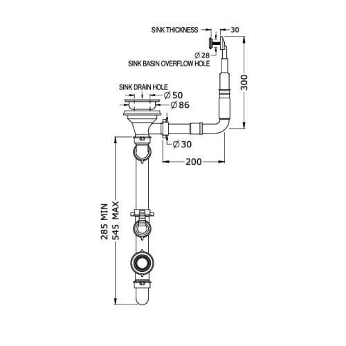 Perrin & Rowe 6475 Waste & Overflow Kit for Double Bowl Sinks