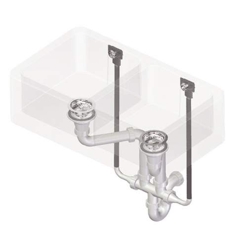 Perrin & Rowe 6475 Waste & Overflow Kit for Double Bowl Sinks