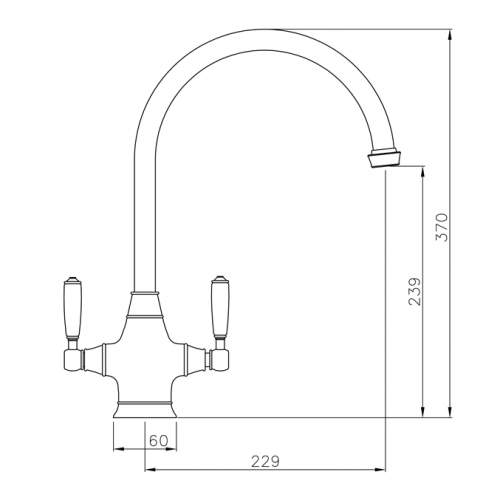 Abode ASTBURY Twin Lever Mixer Kitchen Tap in Forged Brass