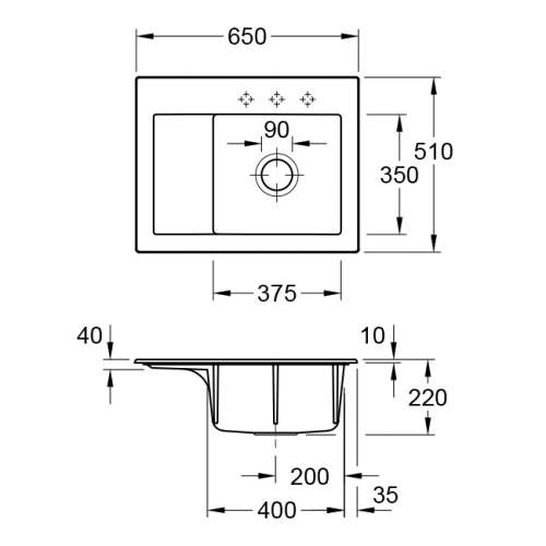 Villeroy & Boch SUBWAY 45 Compact Classic Line Sink