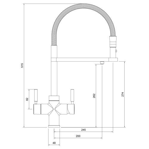 Abode PRONTEAU Professional 3 in 1 Pull Out Hose Kitchen Tap Specifications