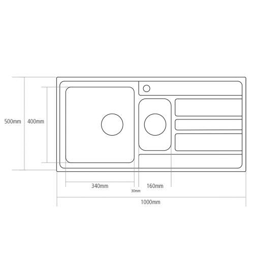 Caple VERTICE 150 Inset Stainless Steel Kitchen Sink specifications