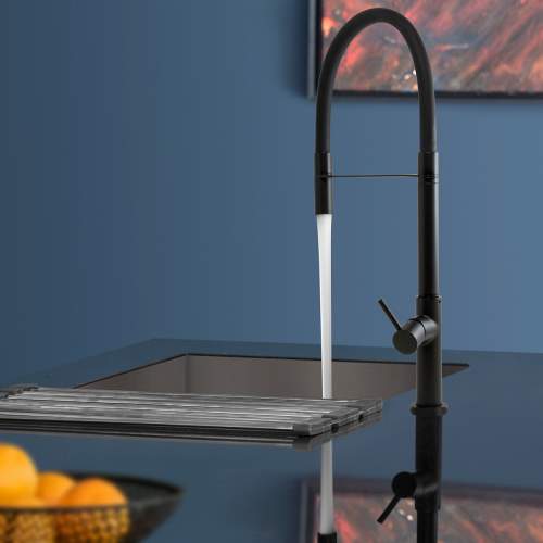 Caple Preto Single Lever Black Flexible Hose Kitchen Tap