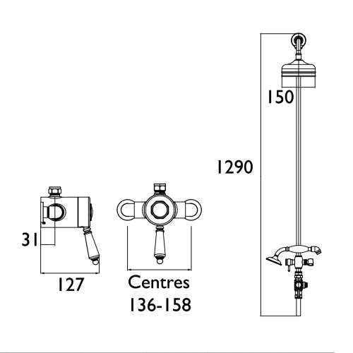 Bristan 1901 Single Control Thermostatic Exposed Shower Valve Kit