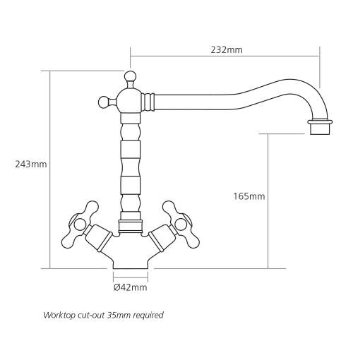 Caple Antique Crosshead Lever Kitchen Tap