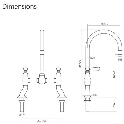 Caple Putney Bridge Deck Mounted Kitchen Tap