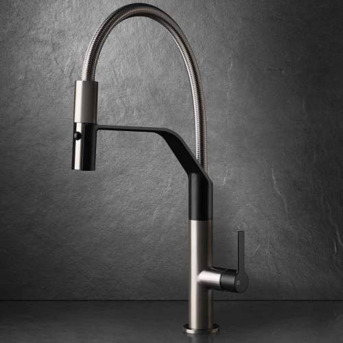 Gessi Mesh Semi Pro Mixer Tap with Woven Metal Pull Out Spout