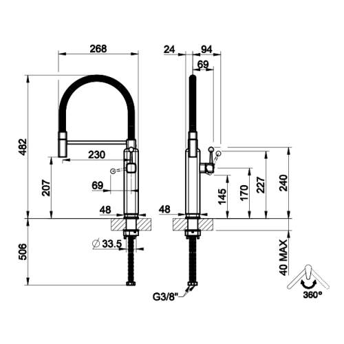 Gessi Happy Single Lever Semi Professional Kitchen Tap