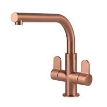 Clearwater Miram Brushed Copper Twin Lever Monobloc Kitchen Tap