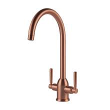 Clearwater Alzira Brushed Copper Twin Lever Monobloc Kitchen Tap