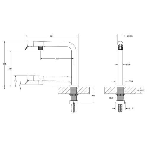 Gessi Su & Gui Sink Mixer with Retractible Spout