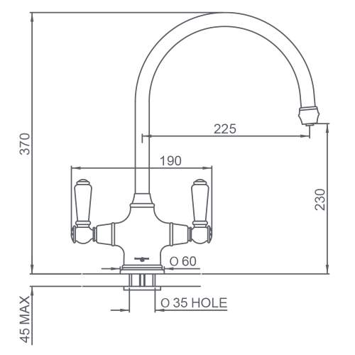 Shaws Ribble Twin Lever Monobloc Kitchen Tap