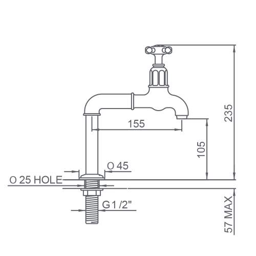 Shaws Calder Deck Mounted Kitchen Pillar Taps