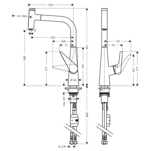 Hansgrohe Talis Select S Single Lever Mixer 300 with Pull-out Spout