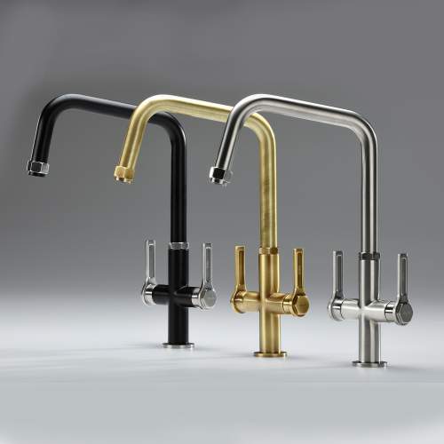 Abode HEX Monobloc Twin Lever Kitchen Tap