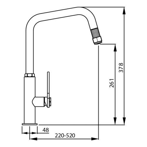 Abode HEX Single Lever Pull Out Kitchen Tap Dimensions