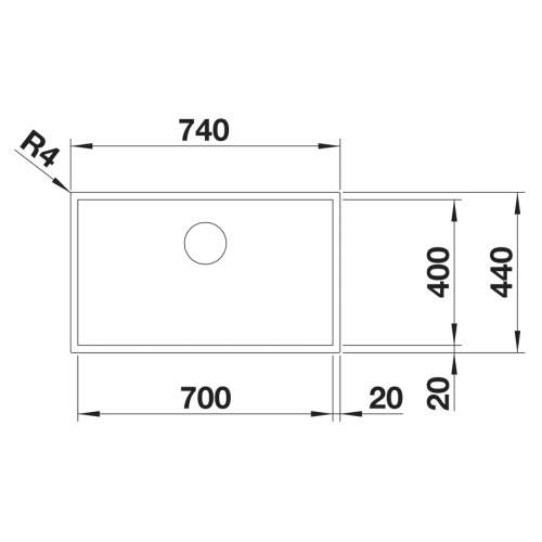 Blanco ZEROX 700-IF Durinox Inset 1.0 Bowl Sink