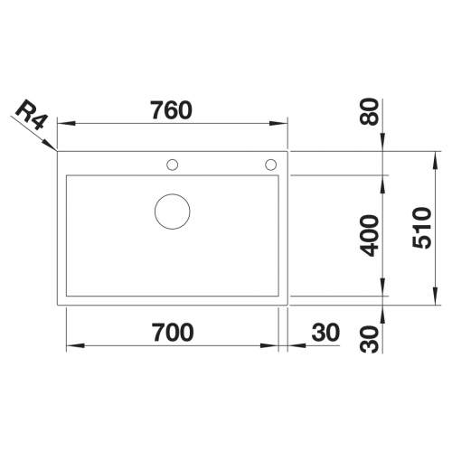 Blanco ZEROX 700-IF/A Durinox Inset 1.0 Bowl Sink with Tapledge