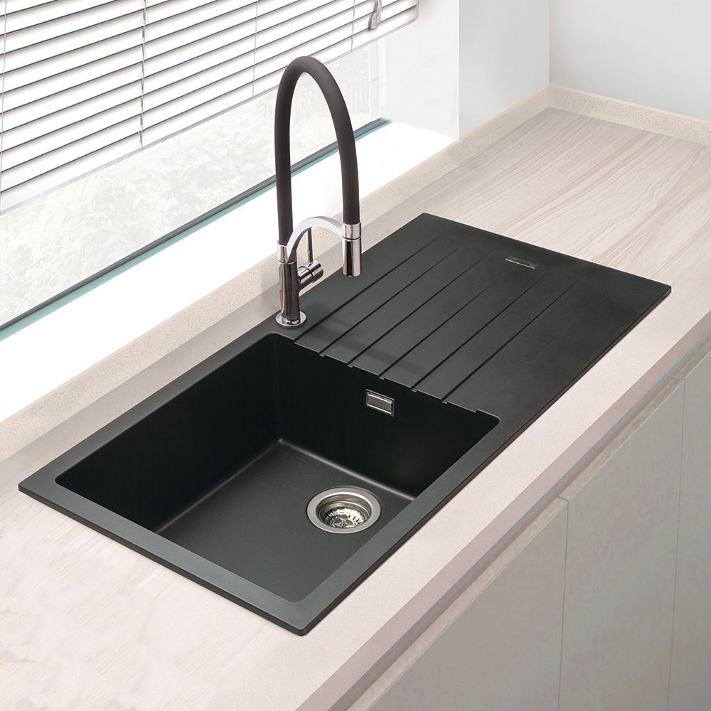 Black single bowl kitchen sink