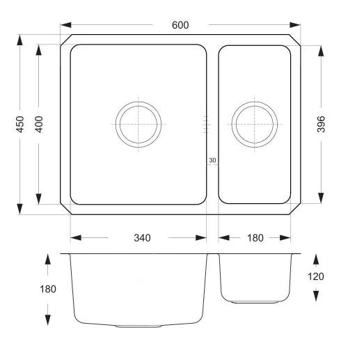 Bluci ORBIT 01+ Undermount 1.5 Bowl Reversible Kitchen Sink