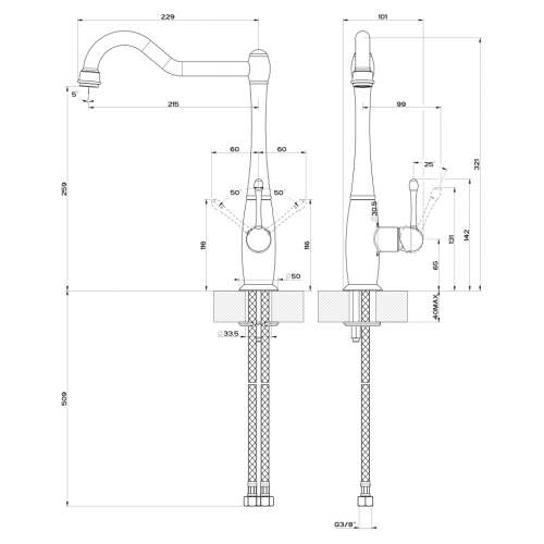 Gessi Tradizione 50313 Single Lever Kitchen Tap