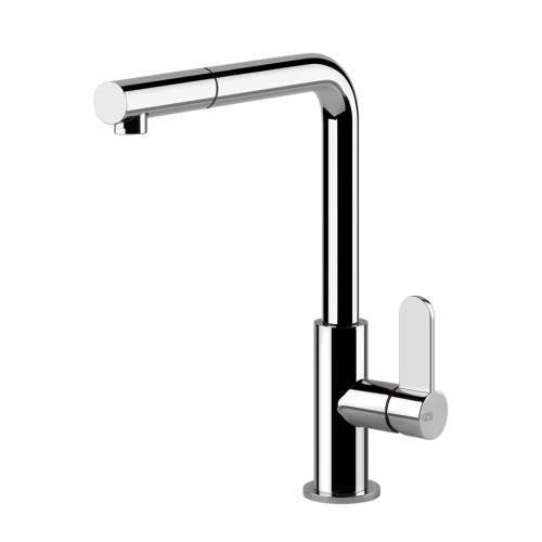 Gessi Helium Side Lever L-Spout Mixer Tap with Pull-Out Spray