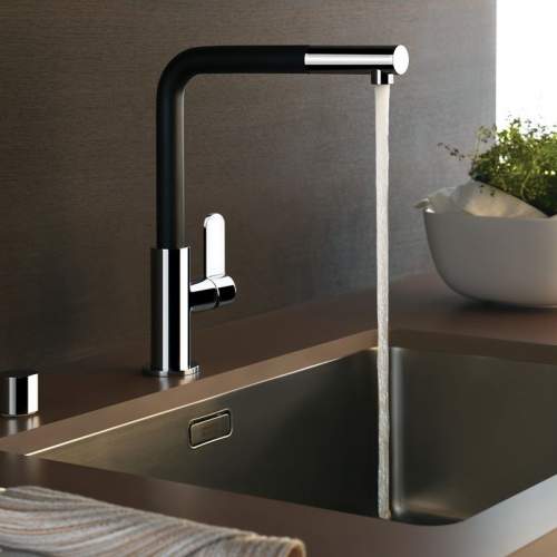 Gessi Helium Side Lever L-Spout Mixer Tap with Pull-Out Spray