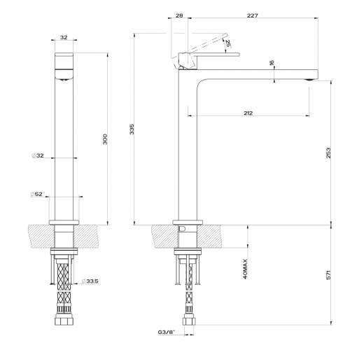 Gessi Helium Single Top Lever Tall Monobloc Mixer Tap