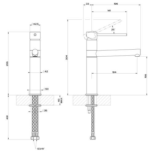 Gessi Neutron Single Top Lever Monobloc Mixer Tap