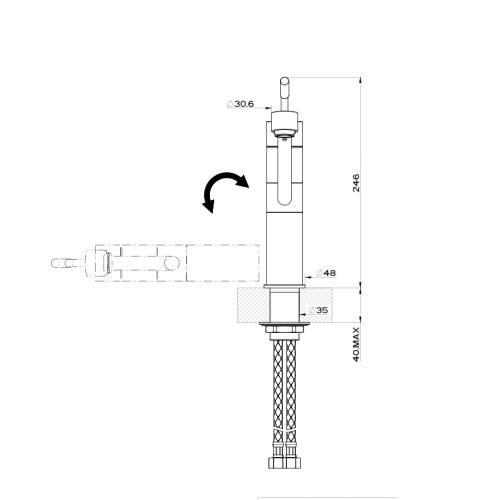 Gessi Oxygen Single Top Lever Collapsible Mixer Tap