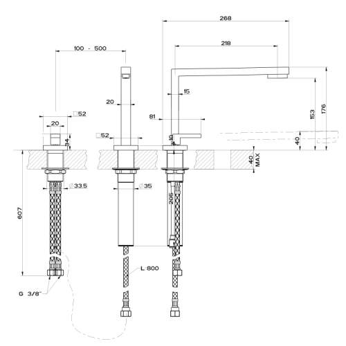 Gessi SU&GIU 2 Hole Mixer with Retractible Spout