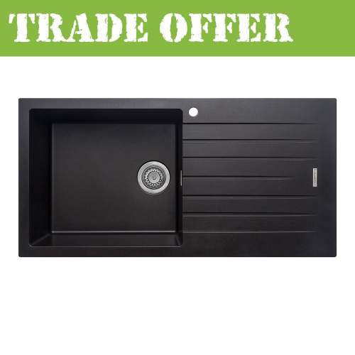 Bluci Turano Single Bowl Black Granite Kitchen Sink