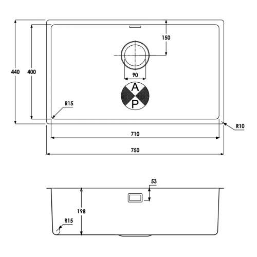 Abode Matrix R15 Extra Large 1.0 Bowl Kitchen Sink