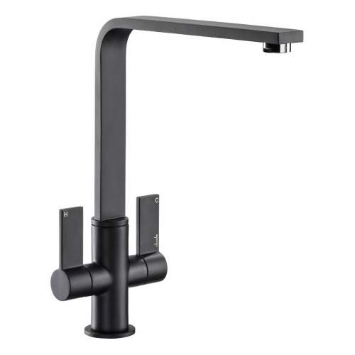 Abode QUANTIC Monobloc Dual Lever Kitchen Tap in Matt Black