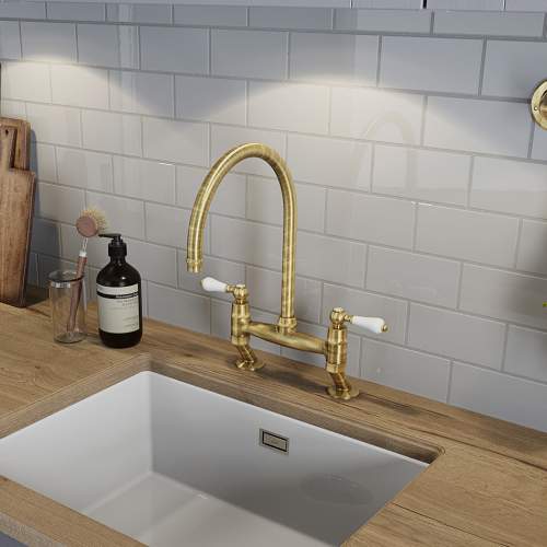 Abode LUDLOW Bridge Kitchen Tap in Brushed Brass