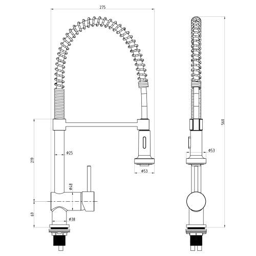 Reginox Durham Professional Style Flexible Hose Kitchen Tap