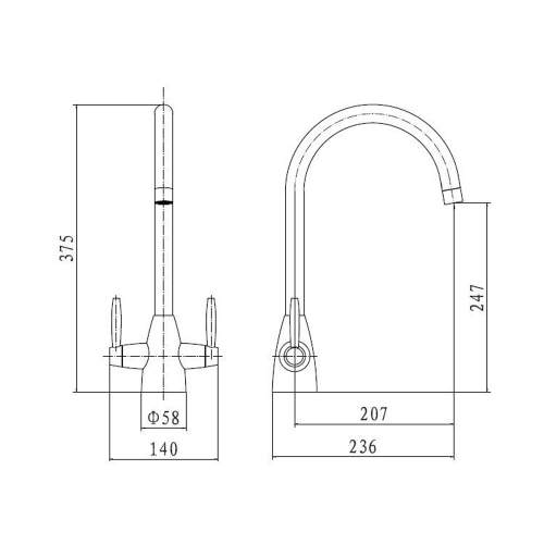 Reginox Darwin Dual Lever Kitchen Tap