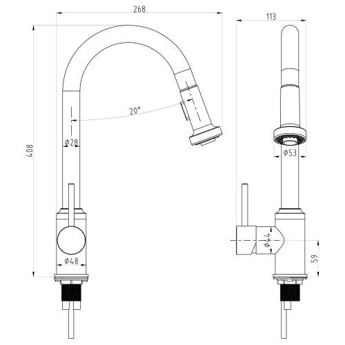 Reginox Tavistock Pull Out Hose Kitchen Tap