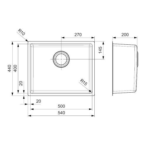 Reginox Houston 50x40 Single Bowl Sink