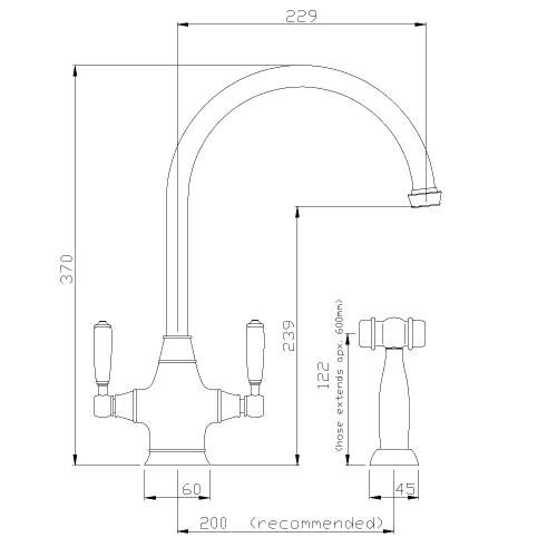 Abode ASTBURY Twin Lever Mixer Kitchen Tap With Handspray