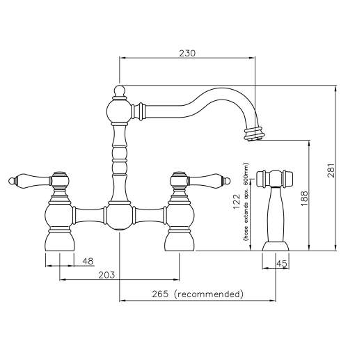 Abode BAYENNE Bridge Kitchen Tap With Handspray