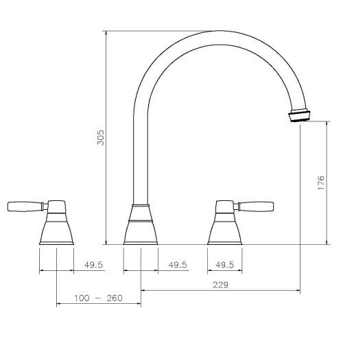 Abode BROMPTON 3 Part Mixer Kitchen Tap