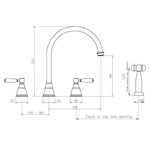 Abode Astbury 3 Part Mixer with Handspray