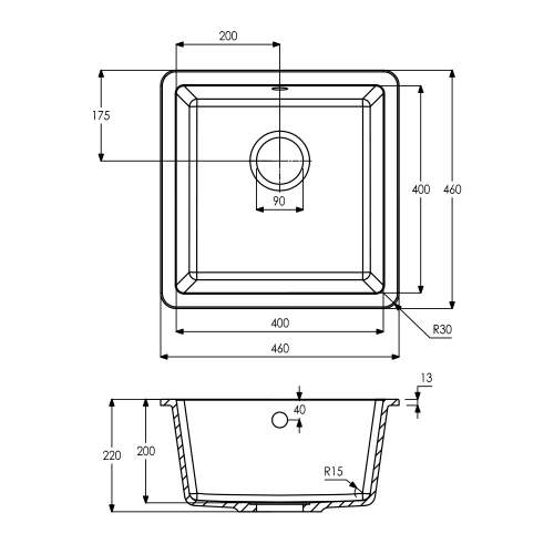 Abode MATRIX SQGR15 1.0 Bowl Granite Sink