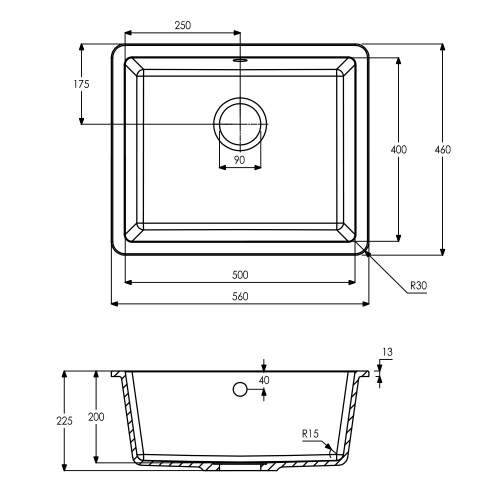 Abode MATRIX SQGR15 1.0 Large Bowl Granite Kitchen Sink