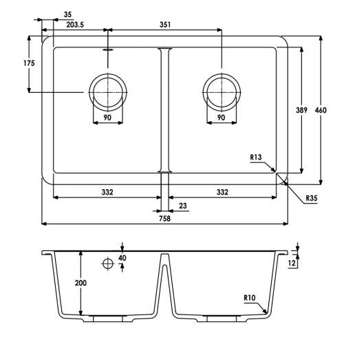 Abode MATRIX SQGR15 2.0 Bowl Granite Kitchen Sink