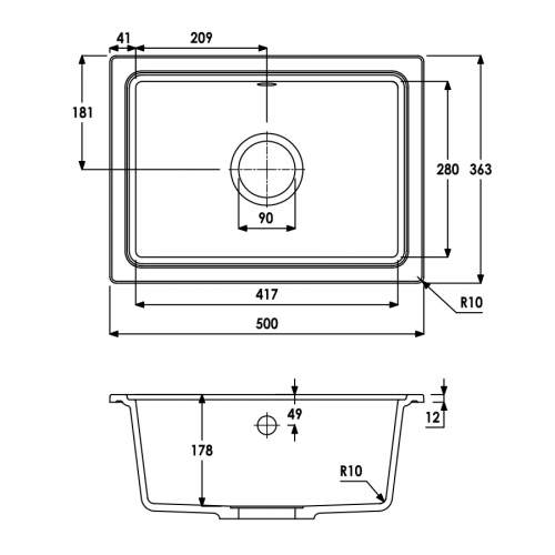 Abode Denton Compact Granite Kitchen Sink