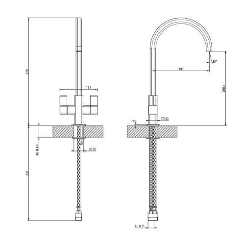 Teka SMK 104 Designer Dual Lever Kitchen Mixer Tap